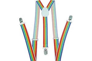 NAVISIMA Adjustable Elastic Y Back Style Unisex Suspender With Strong Metal Clips, Rainbow