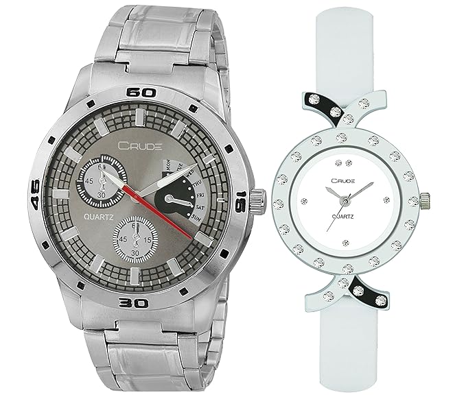 Couple Combo Watch-rg714 with Stainless Steel & PU Strap for Mens & Womens
