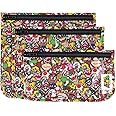 Bumkins Travel Bag, Toiletry, TSA Approved Pouch, Zip Bag, Quart Size Airline Compliant, Clear-Sided, Baby, Diaper Bag Organization, Makeup, Accessories, Packing, Set of 3 Sizes, Nintendo Super Mario