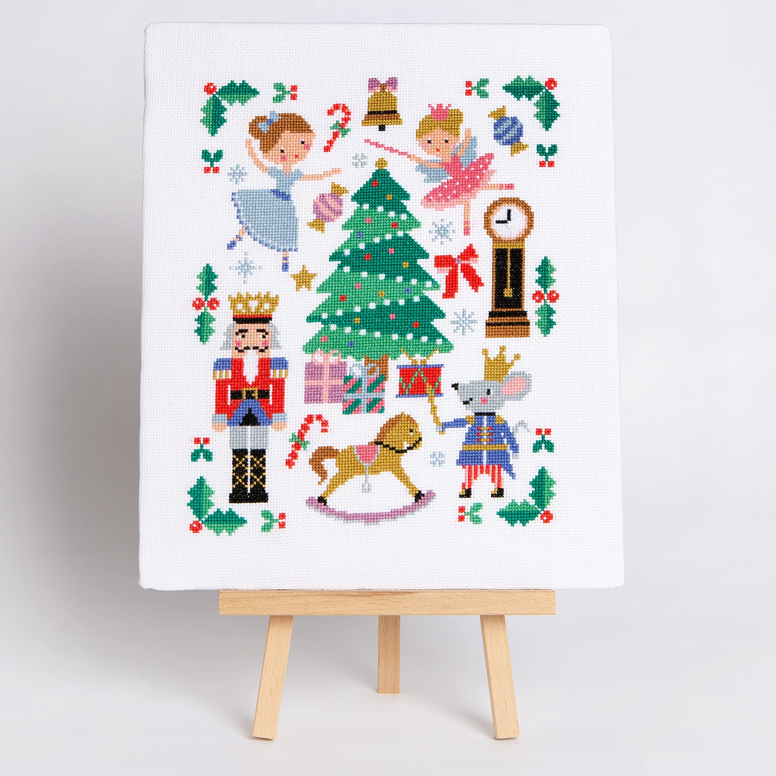 Cross Stitch Kit - Lucky Nutcracker Christmas Modern Kit Includes DMC Threads and Zweigart Fabric