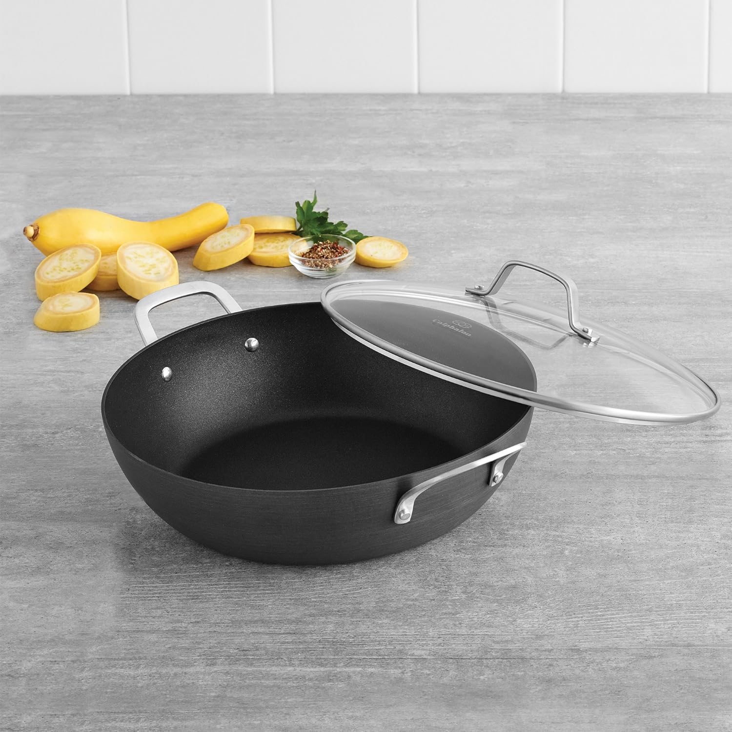 Calphalon 1932442 Classic Nonstick All Purpose Pan with Cover, 12-Inch, Grey: Kitchen & Dining
