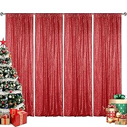 Sugargirl Red Sequin Backdrop Curtain 4 Panels