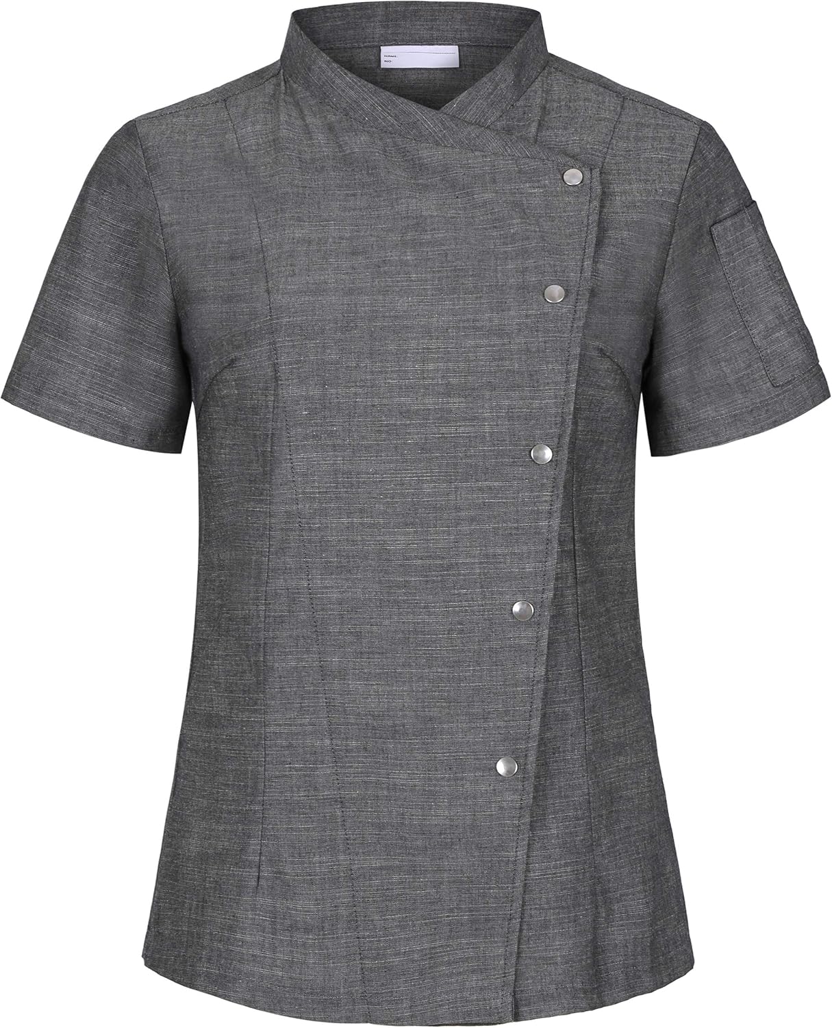 Short Sleeve Gray Women's Chef Coat Work Jackets Kitchen Uniforms for Women