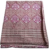 HomeExportKing Pink Floral Hand Block Print Kantha Quilt/Cotton Kantha Bed Cover Indian Kantha Quilt King Size Bedspread Hondmade Kantha Home Decor Sheet