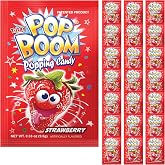 TILTAY POP BOOM Popping Candy Strawberry, 24 Count with Display Box | Includes 24 individual candy packs, dairy free candy pops, OU Kosher certified, and fun toppings for desserts and events.