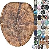 SANILO Wooden Toilet Seat with Soft Close [ELONGATED] - Decorative, Quiet & Slow Close Molded Wood Seat - With Strong Bumpers