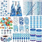 Fovths 169 Pieces Winter Snowflake Stationery Set Frozen Stationery Gifts Include Snowflake Pencils with Eraser Bracelets Notebooks Sharpeners Stickers Gift Bags Christmas Party Favor Supplies
