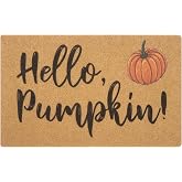 HinyBoeh Hello-Pumpkin Coir-Doormat for Outdoor-Entrance Halloween-Door-Mat with Non-Slip Backing Home Decor(30 x 17 Inches)