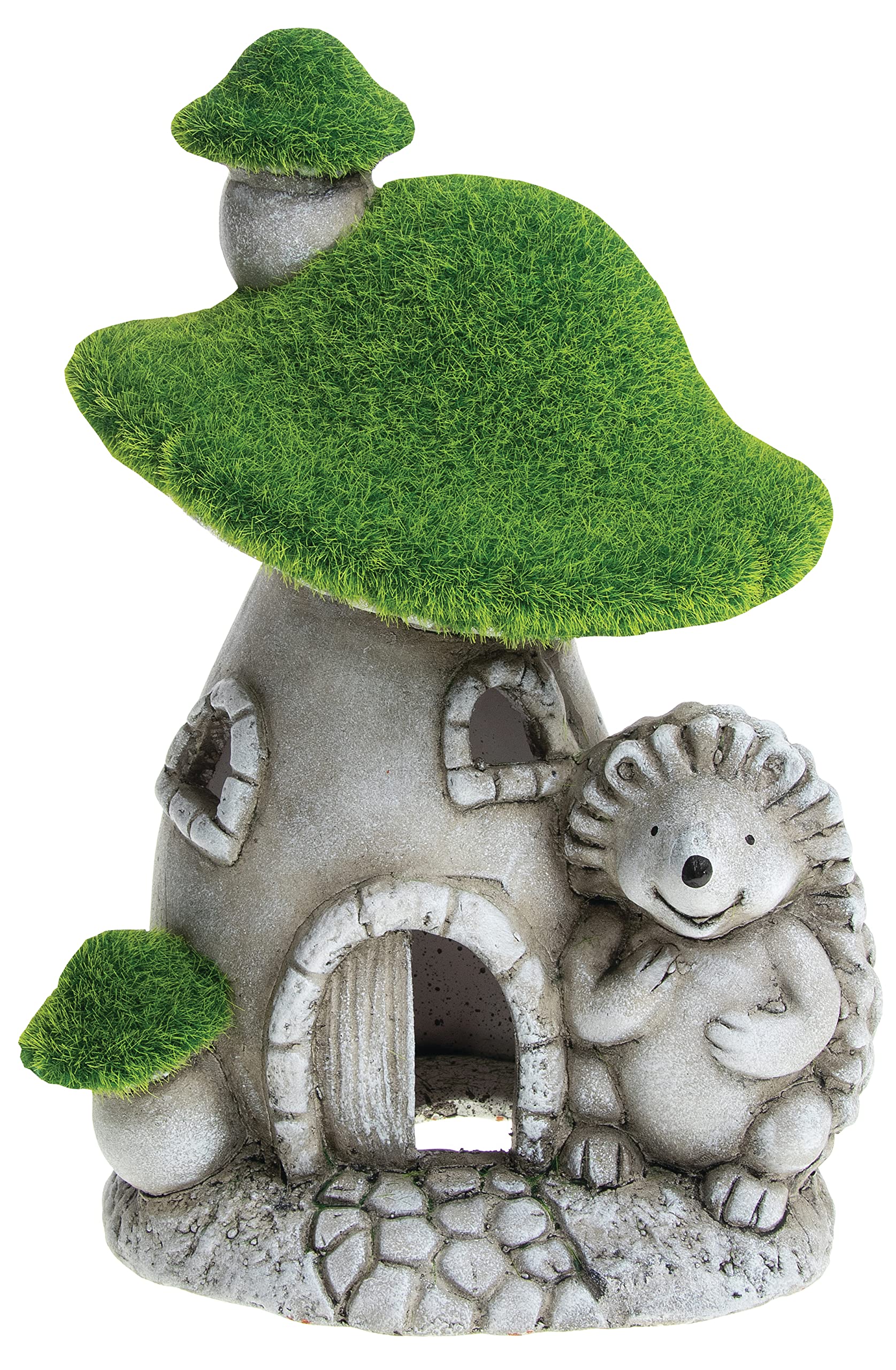 Shudehill Giftware Grassy Hedgehog Toadstool House Large, Grey