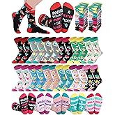 Croloose 24 Pairs Social Worker Socks Bulk Novelty Cotton Crew Socks Gifts for Social Worker Month Volunteer Appreciation Stuff
