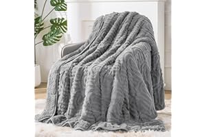 EAZFY PRO Sherpa Fleece Adult Weighted Blanket Great for Sleep, 15 lbs Dual Sided Soft Fuzzy Heavy Blankets for Couch Bed Sofa, Cozy Warm Fluffy Arched Jacquard Throw for Winter (Grey, 60" x 80", 15 Pounds)