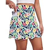 M MOTEEPI Skorts for Woman with Pockets 16" Golf Athletic Skirts Scalloped Hem Tennis Skirt Dressy Casual