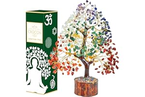 Crocon® The Original 7 Chakra Crystals Tree of Life, Birthday Gifts for Women, Men & Friends, Chakra Tree for Home & Office D
