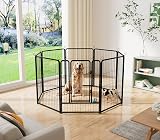 HOMIDEC 8-Panel Dog Pen with Door 80cm High Indoor Outdoor Playpen Black view 2
