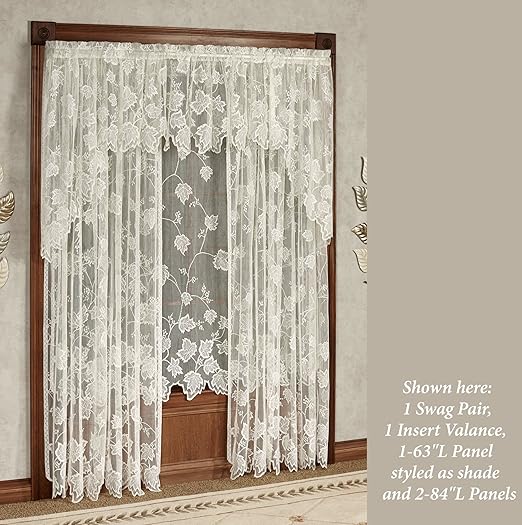 Amazon Com Touch Of Class Dancing Leaves Lace Curtain Panel Ivory