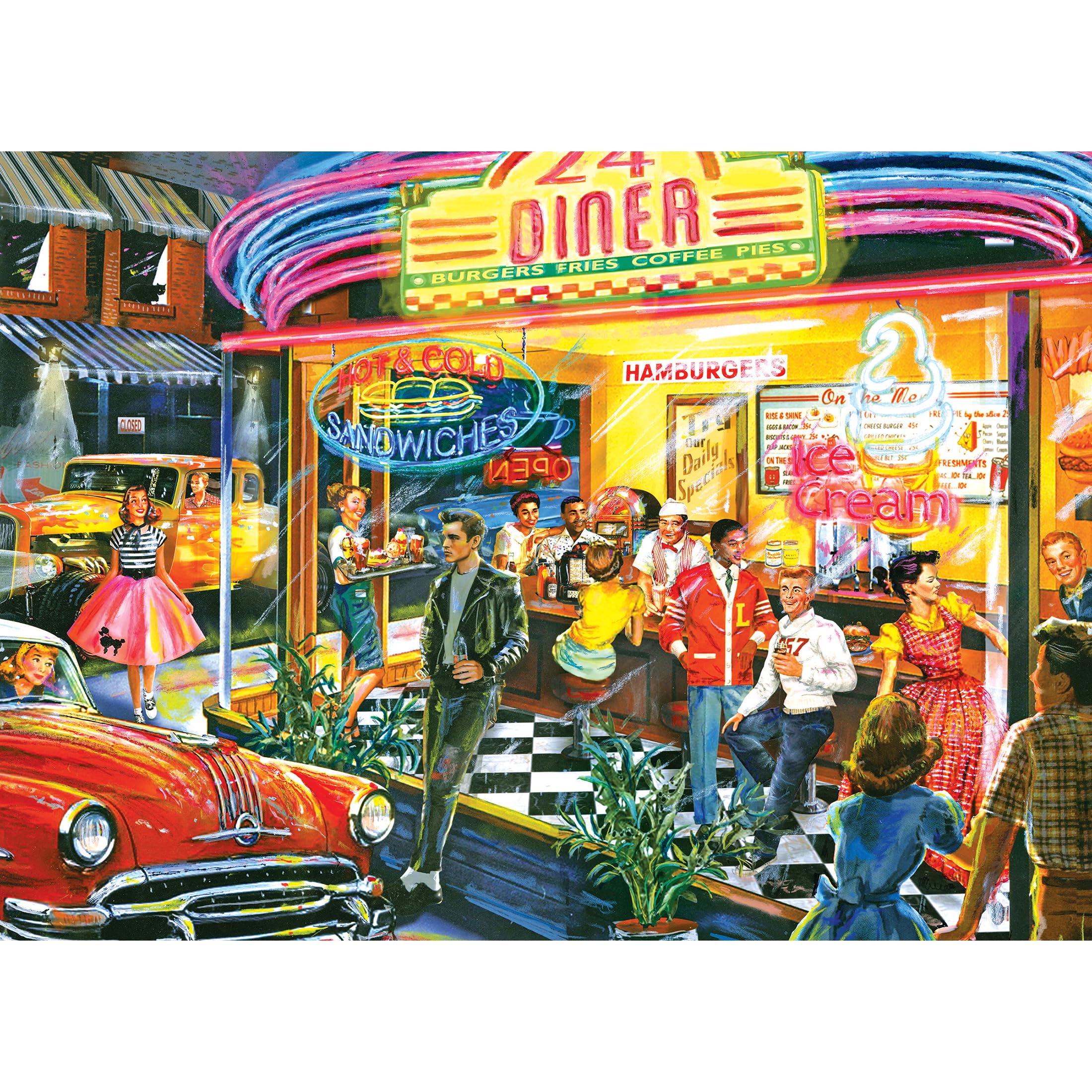Photo 1 of RoseArt - Back to The Past - in and Out Diner - 1000 Piece Jigsaw Puzzle for Adults