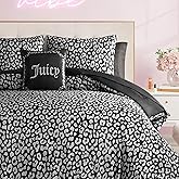 Juicy Couture Modern Black Leopard Satin Queen Comforter Set - Luxury Bed in a Bag – Soft & Stylish 8-Piece Bedding Collection
