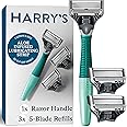 Harry's Shaving Kit for Men - Razor Handle and 3 Razor Blade Refill Cartridges - Sage