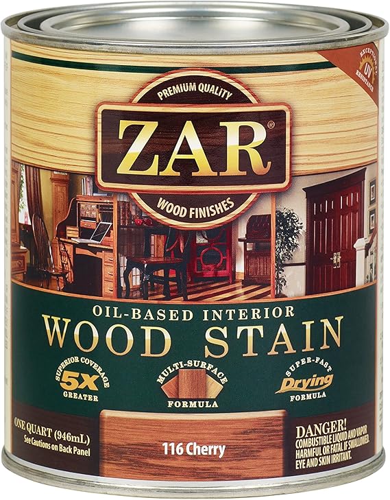 ZAR 11612 Wood Stain, QT, Cherry Household Wood Stains