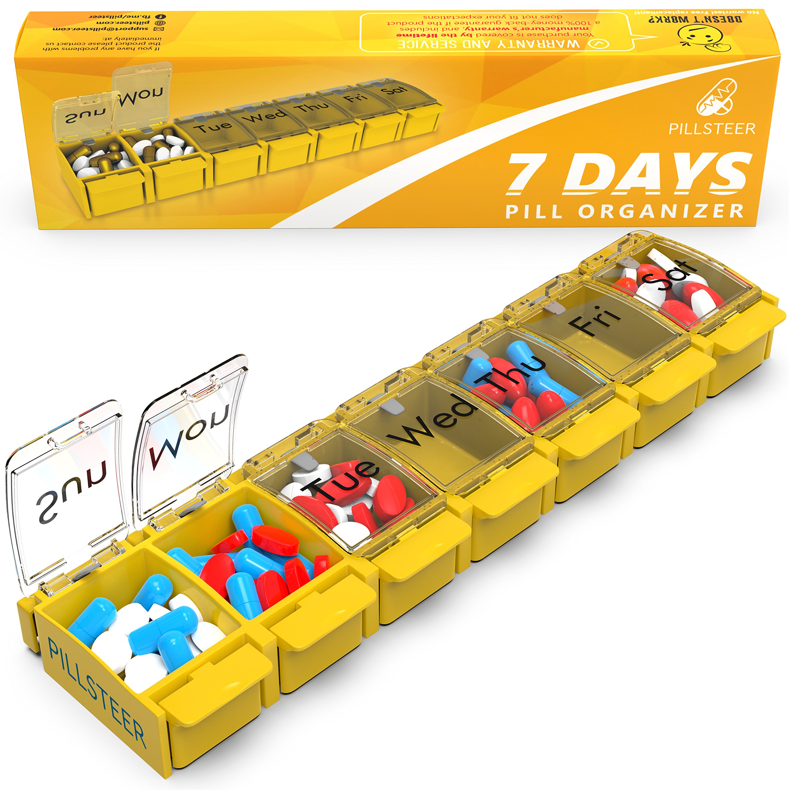 PILLSTEER Weekly Pill Organizer Vitamin Holder Large Pill Container