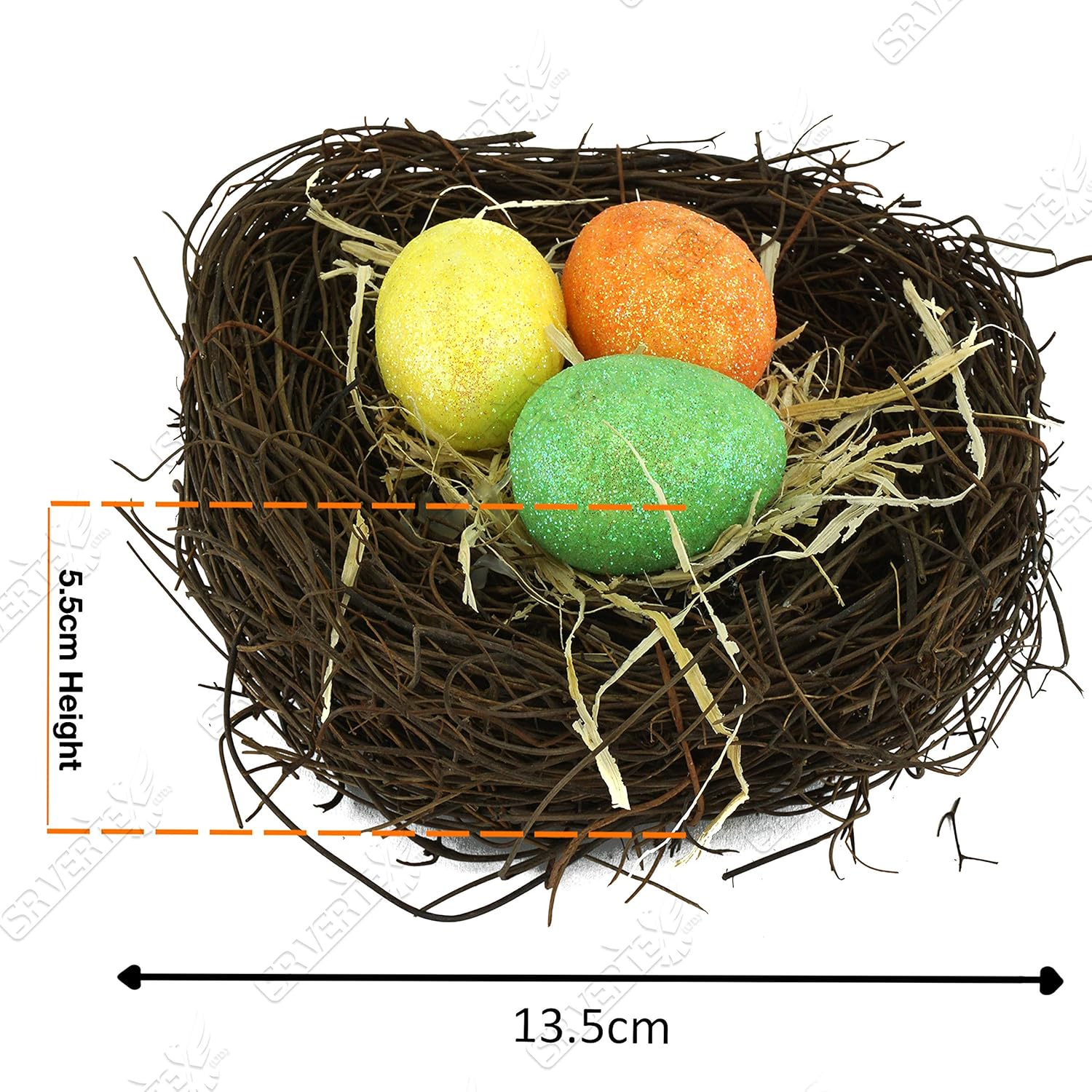 36PCs Easter Glitter Eggs Decoration, Glitter Foam Eggs in Hamper Basket - Image 3