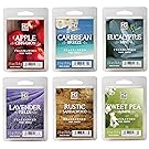 Hosley Set of 6 Assorted Wax Cubes/Melts/Tarts - 2.5 oz each. Apple Cinnamon, Caribbean Breeze, Eucalyptus Mint, Lavender Fields, Rustic Sandalwood, Sweet Pea Jasmine. Ideal GIFT