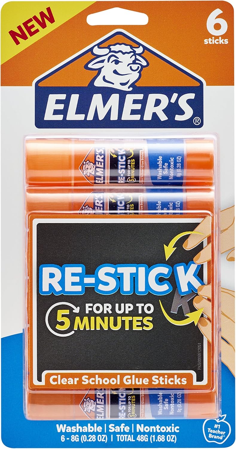 Elmer’s Re-Stick School Glue Sticks, 0.28-Ounces, 6 Count : Office Products