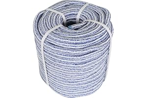 LIGUVCY 3/4 x 200FT, High Force Braided Polyester Arborist Tree Rope, 24 Strand Bull Rope, Extra Abrasion Resistant, UV Resistant Heavy Duty Tree Rope for Swings,Camping(Blue and White)