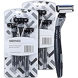 Amazon Brand - Solimo 3-Blade Disposable Razors for Men, 6 count (2 packs of 3)