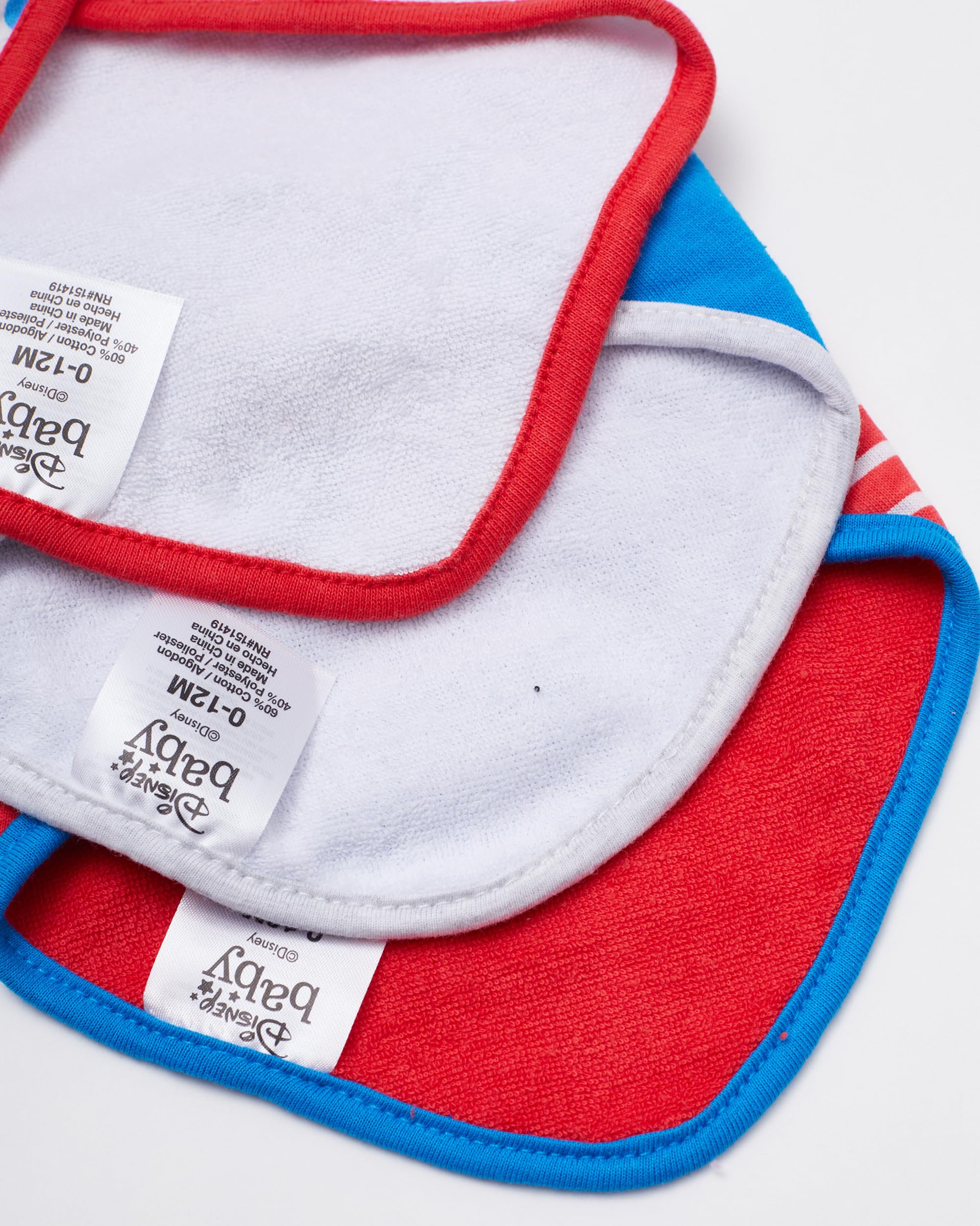 Disney Mickey Mouse Baby Bandana Bib 3 Pack, Mickey Mouse Baby Bibs (Blue/Red/Grey, 0-12M)
