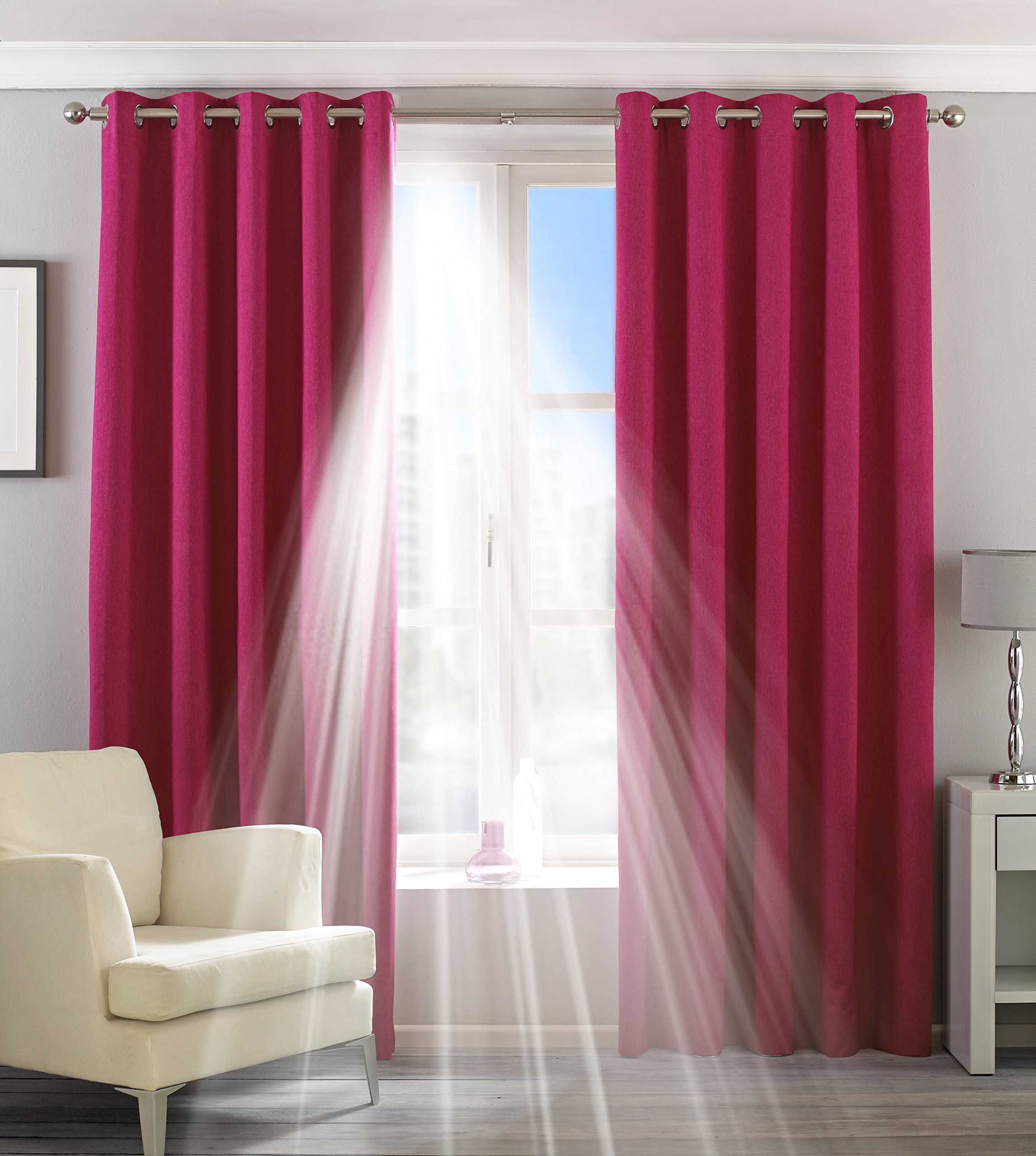 Riva Home Eclipse Blackout Eyelet Curtains, Polyester, Pink, 90 x 90 (229 x 229 cm) โ image 1
