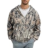 Eutten Mens Zip Up Camo Hoodie Fleece Full Zip Jackets Maple Leafs Long Sleeve Oversized Hooded Sweatshirt with Pockets