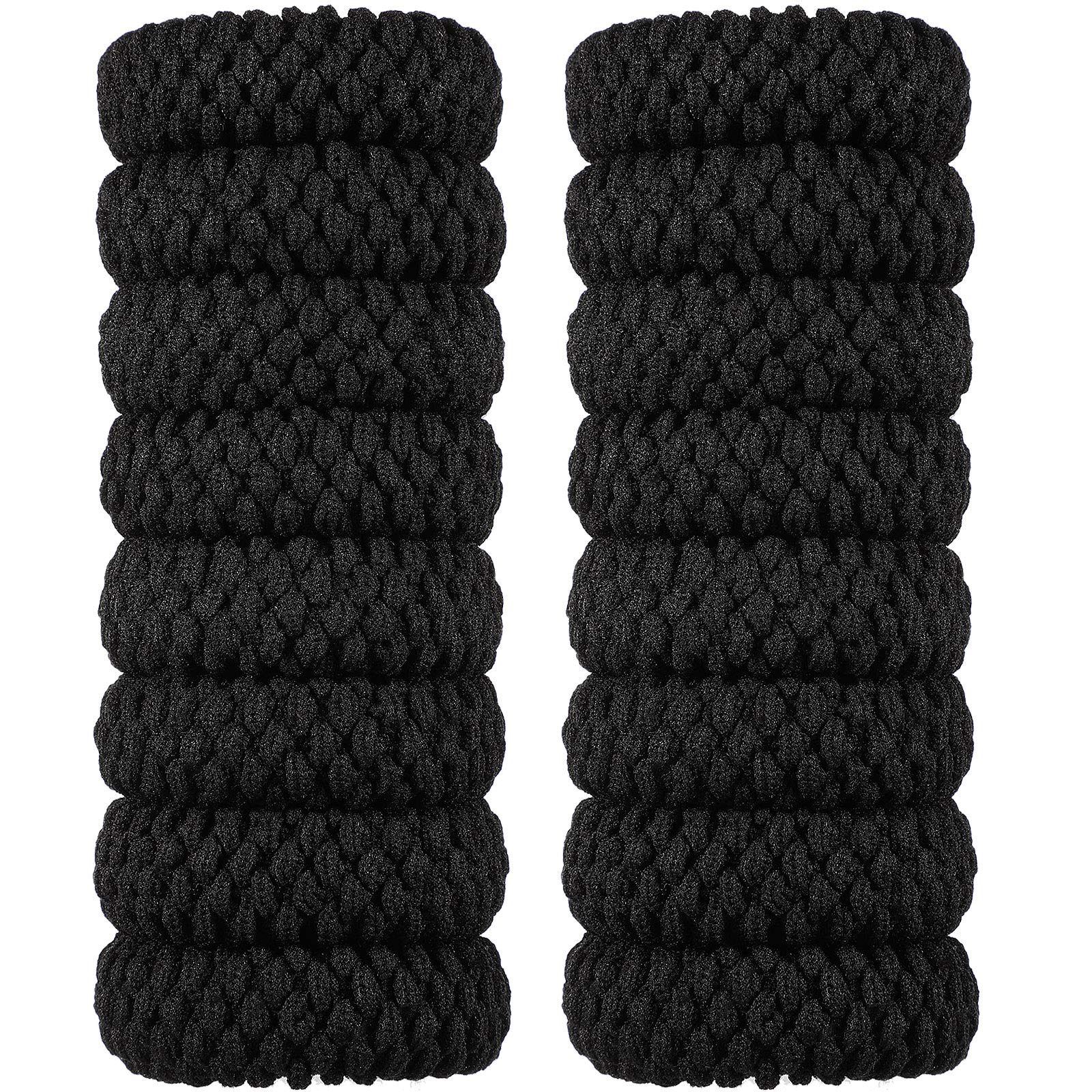 16 Pieces Thick Cotton Hair Ties Seamless Cotton Hair Bands No Crease No Break No Slip Hair Bands Seamless Hair Elastics Ties Thick Stretchy Ponytail Holders for Women Girls (Black)