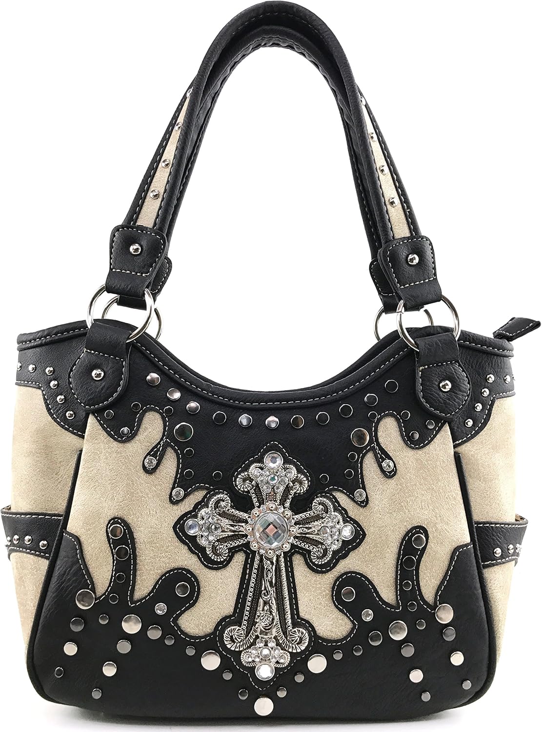 Justin West Cross Studs Concealed Carry Shoulder Handbag