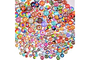 BEEFLYING 280 pcs Kaleidoscope Cabochons Half Round Glass Cabochons Floral Glass Cabochons Flatback Dome Cabochons for Jewelry Making