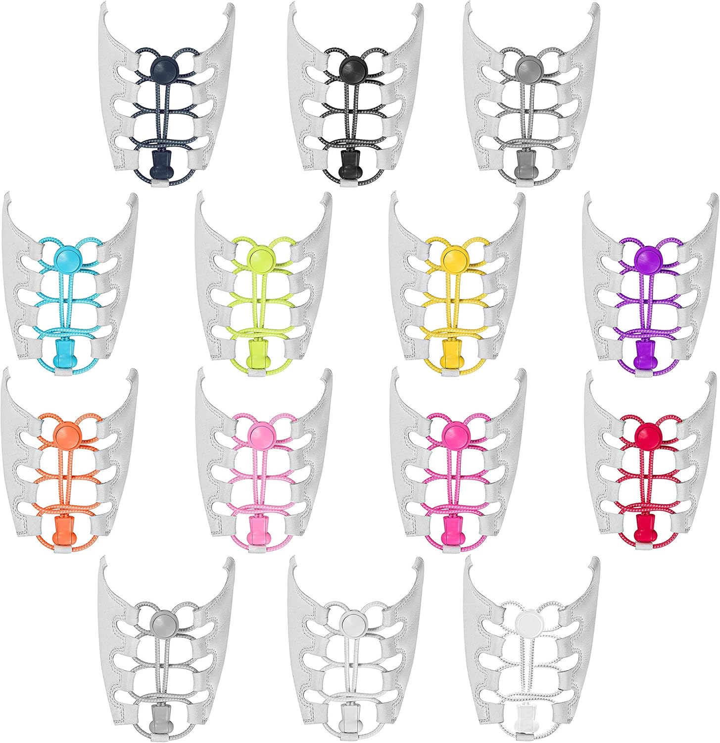 GROBRO7 14Pairs No Tie Shoelaces Elastic Tieless Rubber Shoe Laces Sneakers Adjustable Shoelaces Colorful Laces Boots Board Casual Running Shoes Strings for Kids Adults Fits All Size