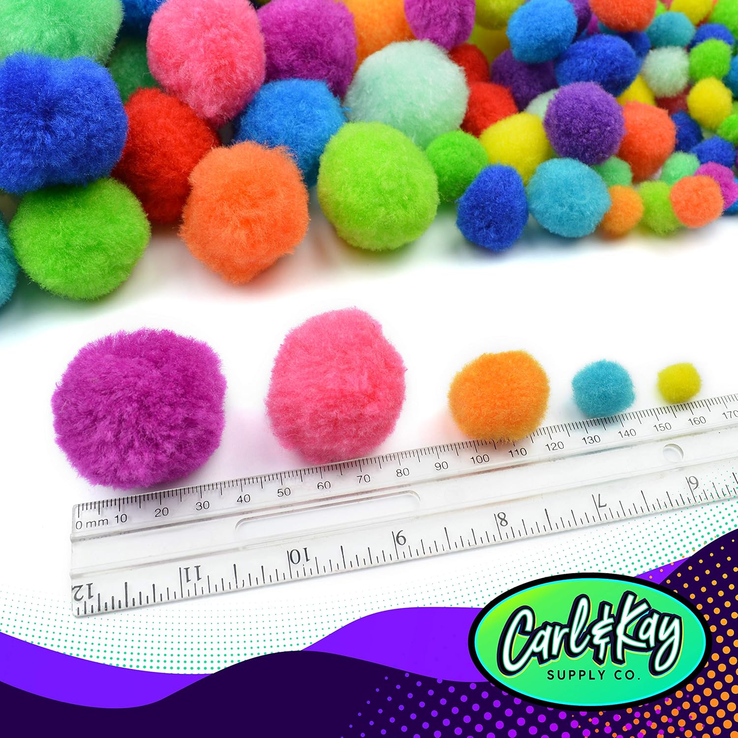 Carl & Kay Jumbo Assorted Size 360 Pom Poms for Crafts, Creative Kid’s Gift, Multi Colored Big Pompoms, Jumbo & Large Craft Pom Pom Balls: Arts, Crafts & Sewing