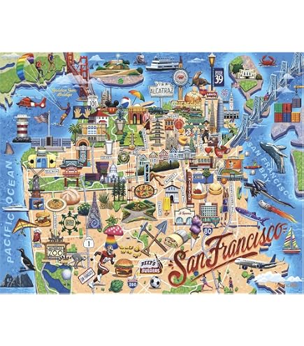 Amazon.com: San Francisco Bay Map Cardboard Jigsaw Puzzle - 1000