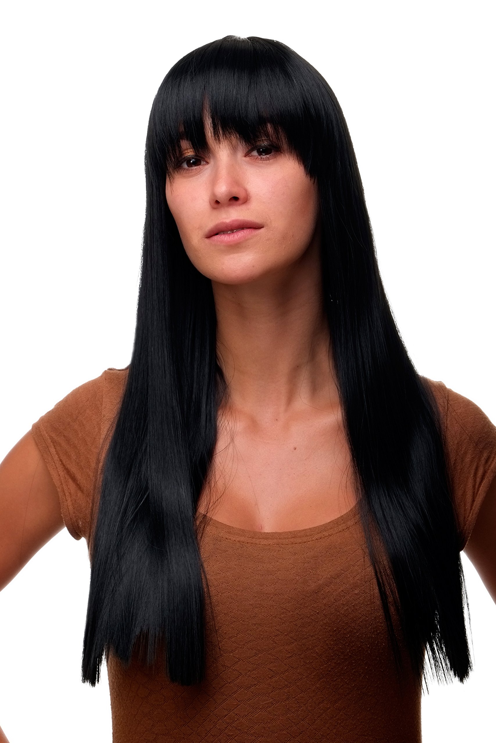 WIG ME UP GFW373-1 Sexy Lady Quality Wig long straight fringe bangs deep raven black 23inch