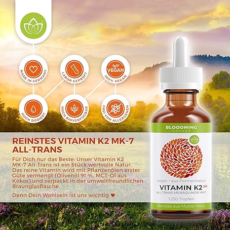 Vitamin K2 Mk 7 Tropfen Menachinon Hochdosiert 100 Vegan Hohe Bioverfugbarkeit Hergestellt In Deutschland Ohne Kunstliche Zusatze 50 Ml 1 250 Tropfen Im 4 Monats Vorrat Amazon De Drogerie Korperpflege