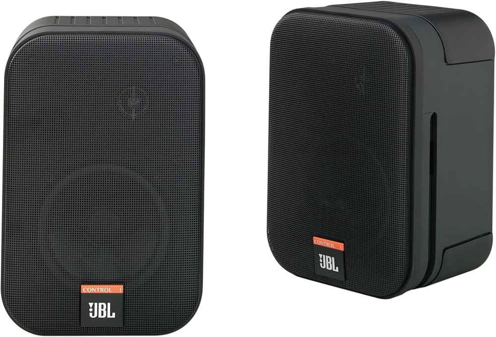 JBL Control One Rugged 2-Way 100mm Bookshelf Speakers Pair Black Chrome