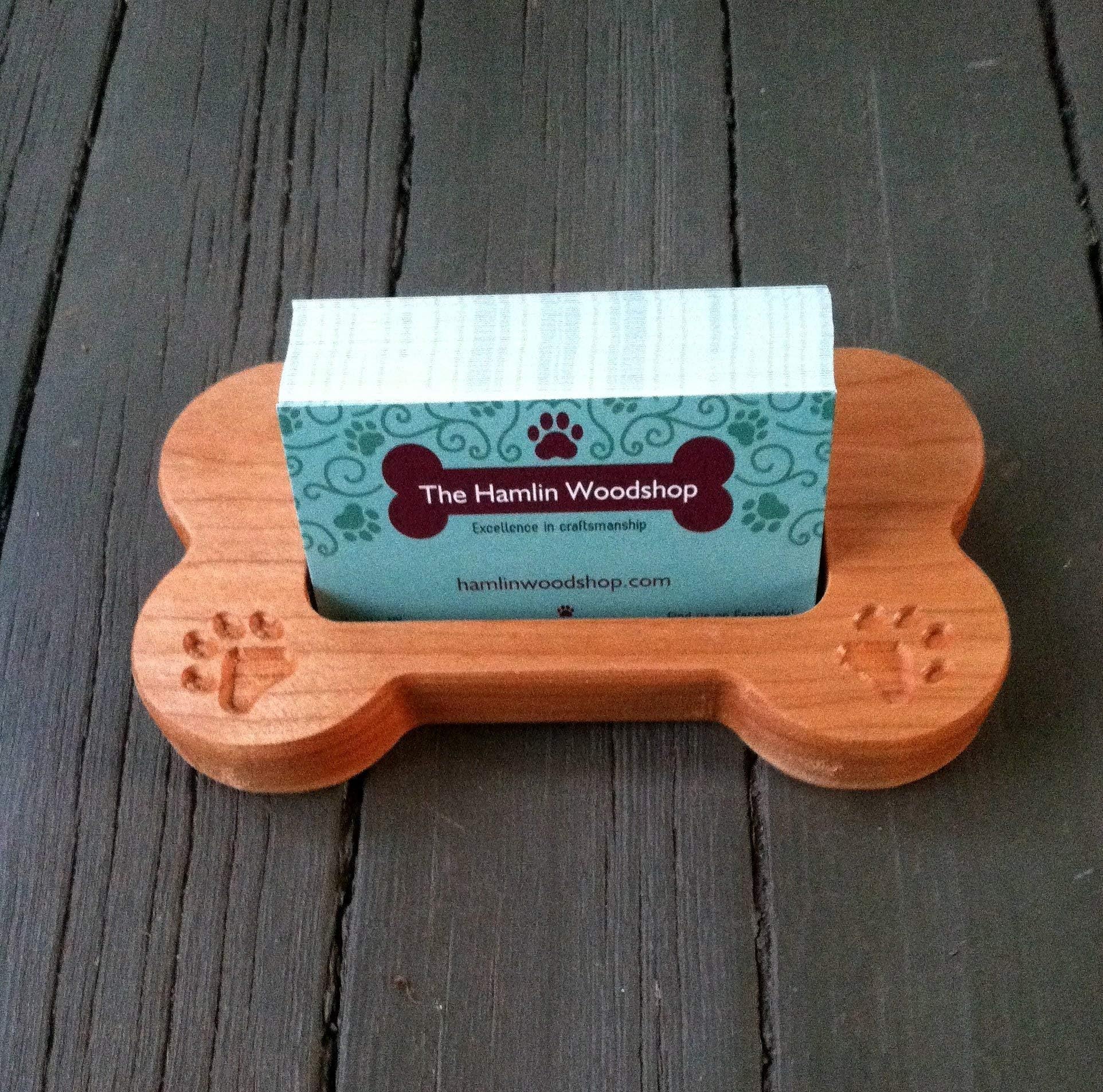 Business Card Holder, Carved Wood Dog Bone, Dog Card Holder, Pet Business Card Holder, Wood Dog Bone Shaped