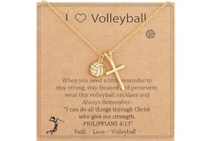 Gnamy Softball Basketball Soccer Football Volleyball Tennis Pickleball Necklace for Teen Girls, Gold/Silver Cross Pendant Sport Accessories Birthday Christmas Christian Jewelry Gifts for Women Stuff 8-12