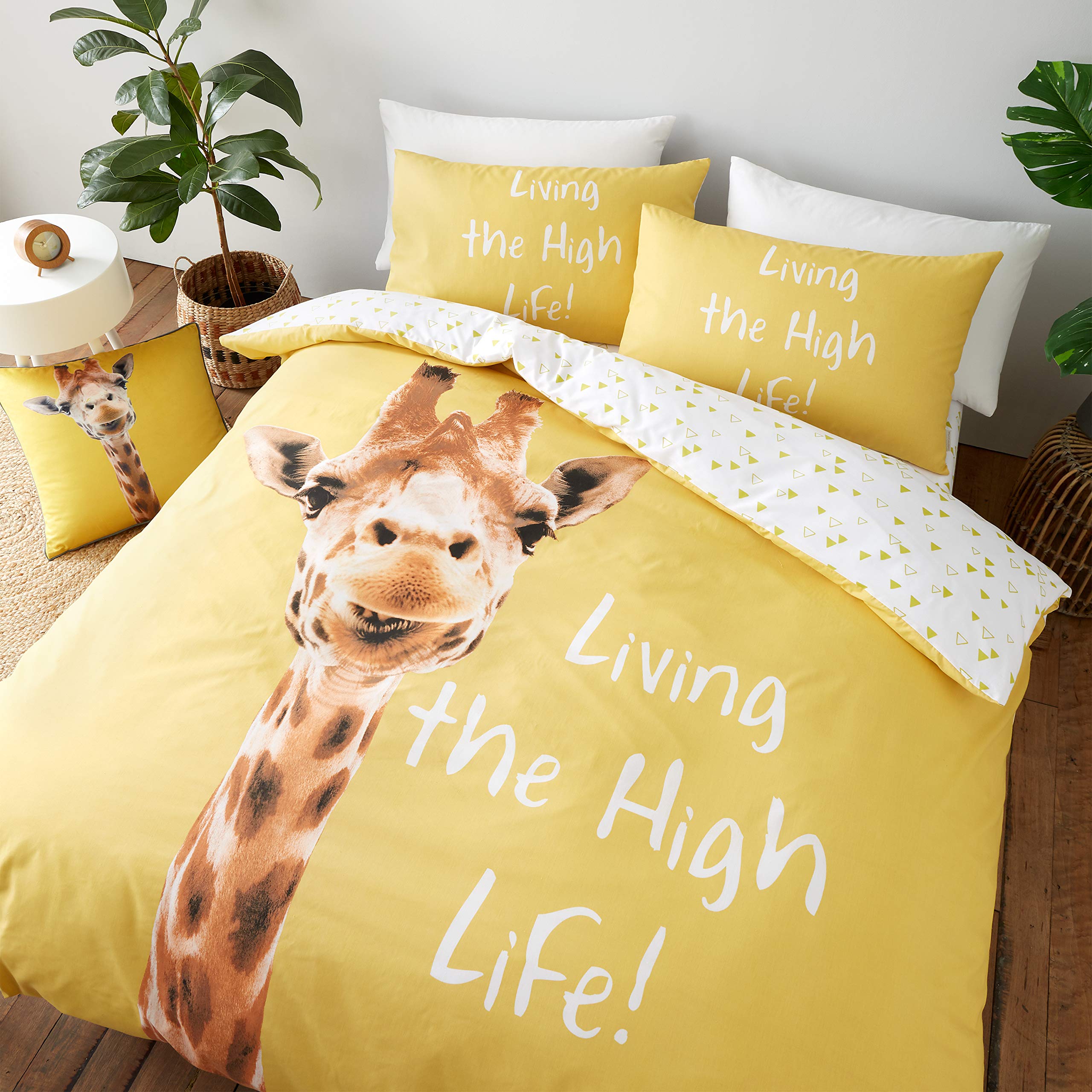 Catherine Lansfield Giraffe Easy Care King Duvet Set Yellow