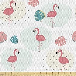Ambesonne Tropical Fabric by The Yard, Flamingo