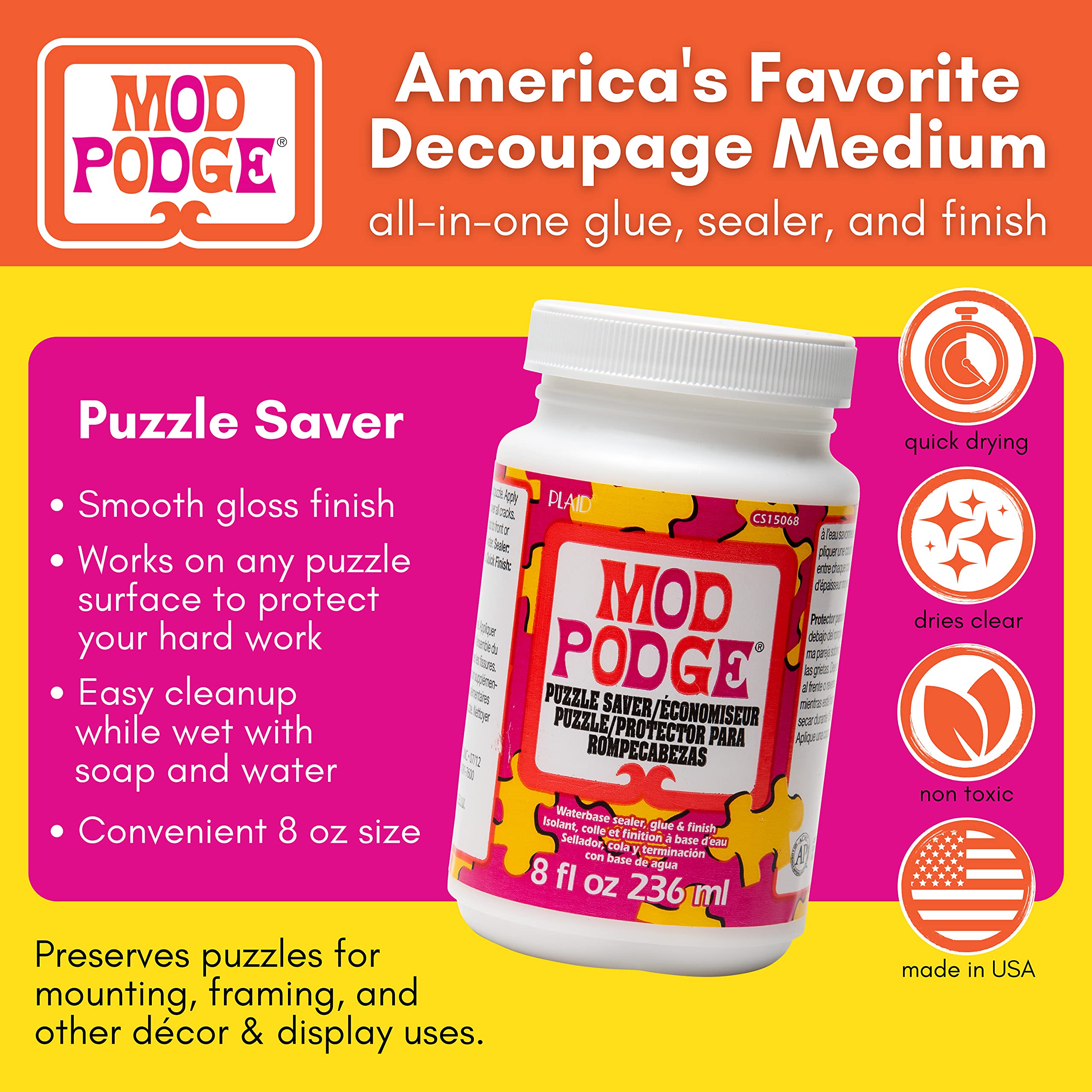 Mod Podge Puzzle Saver (8-Ounce), CS15068, White
