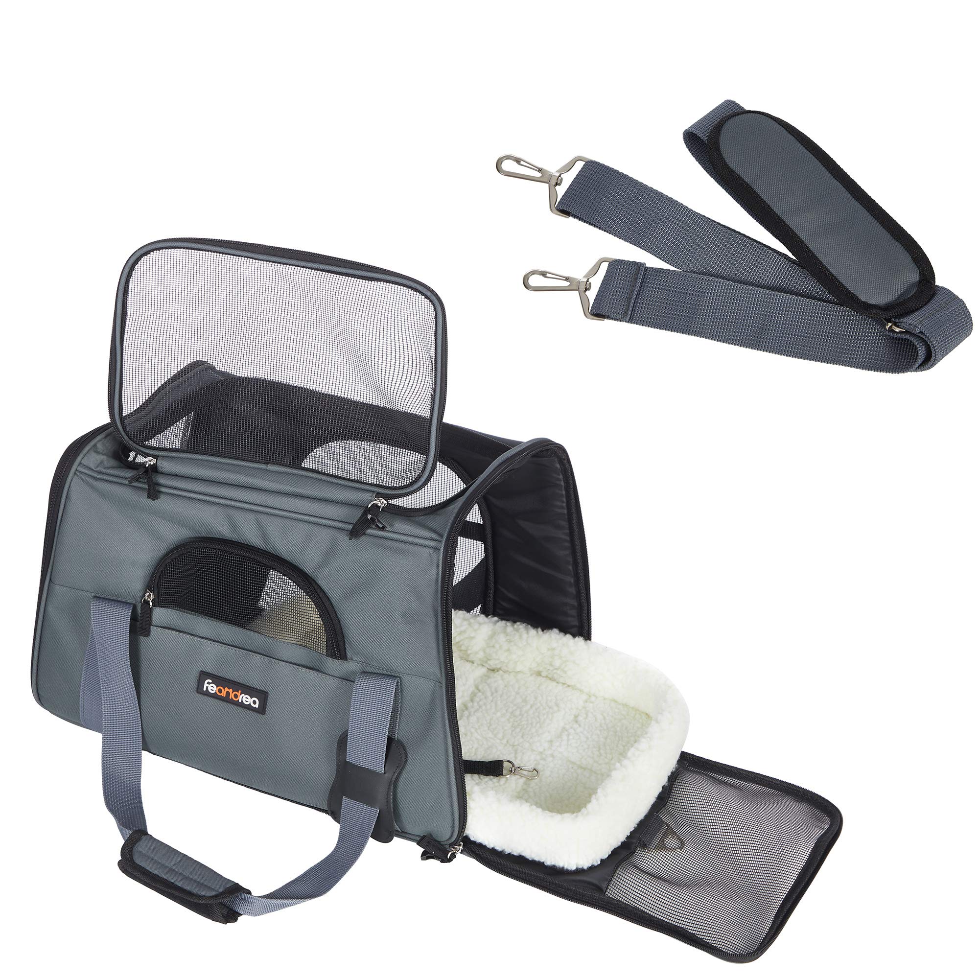 FEANDREA Pet Carrier, Dog Carrier, Pet Transport Bag, Dark Grey PDC48GY