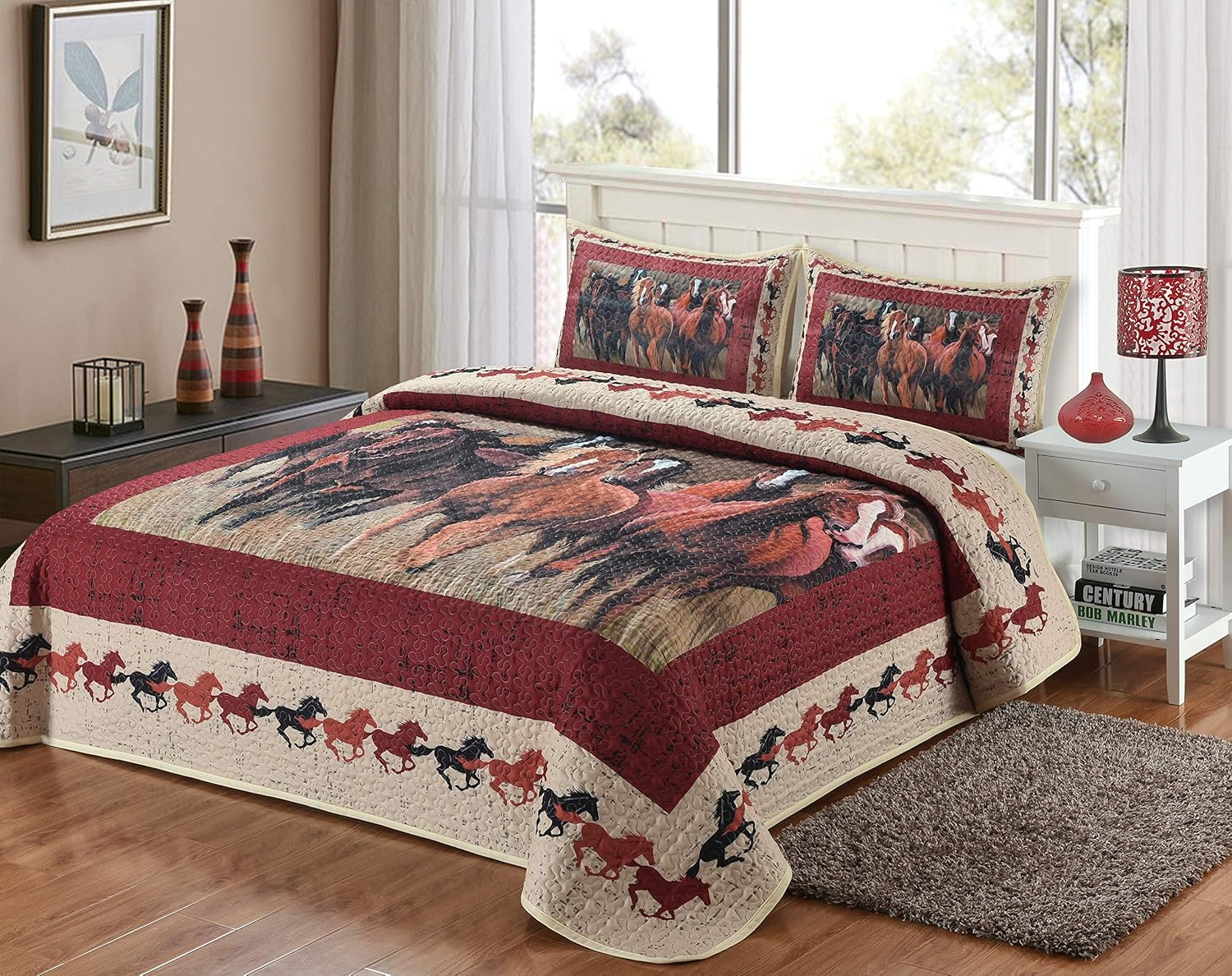 Running Wild Horses Quilt 3 Pieces King Quilt Set, King