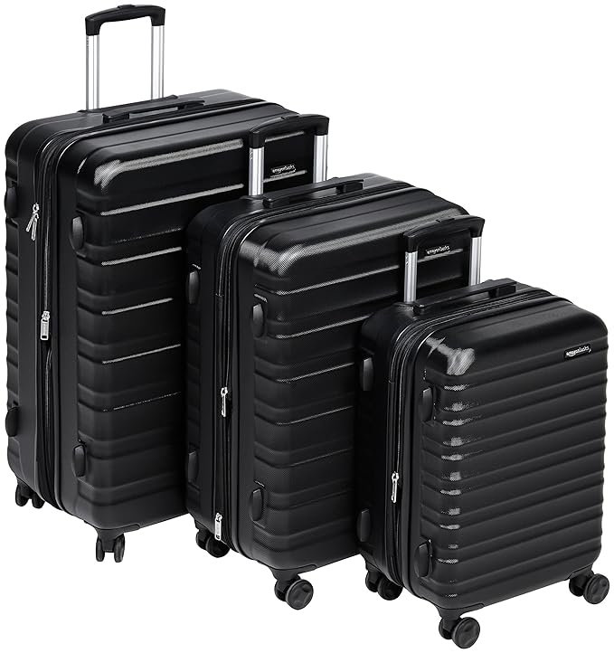 AmazonBasics Hartschalen - kofferset - 3-teiliges Set (55 cm, 68 cm, 78 cm), Schwarz