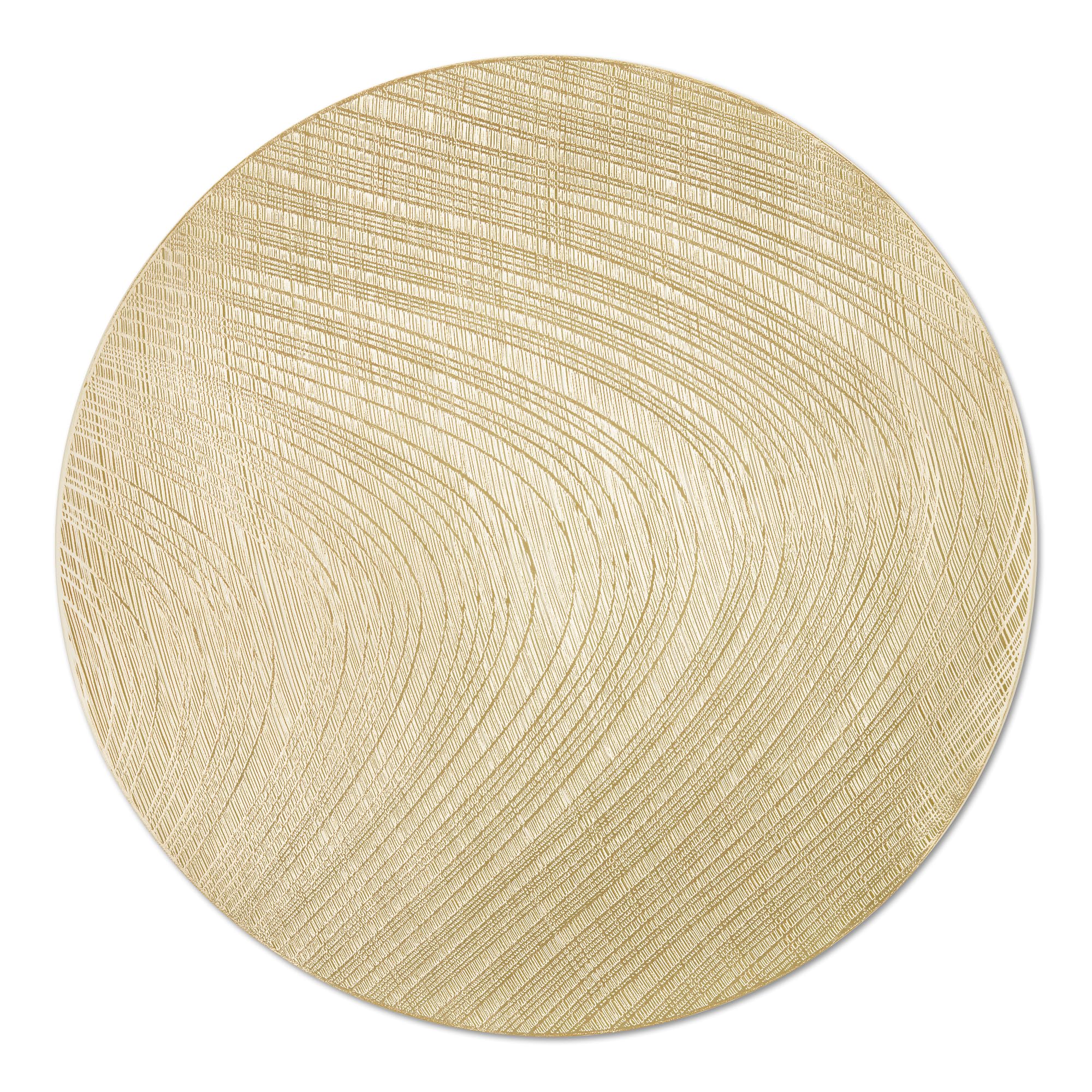 fanquare Placemats Set of 6, Round Pressed Vinyl Gold Wire Placemats Washable Heat Resistant Table Mats Party Christmas Dining Table,Gold